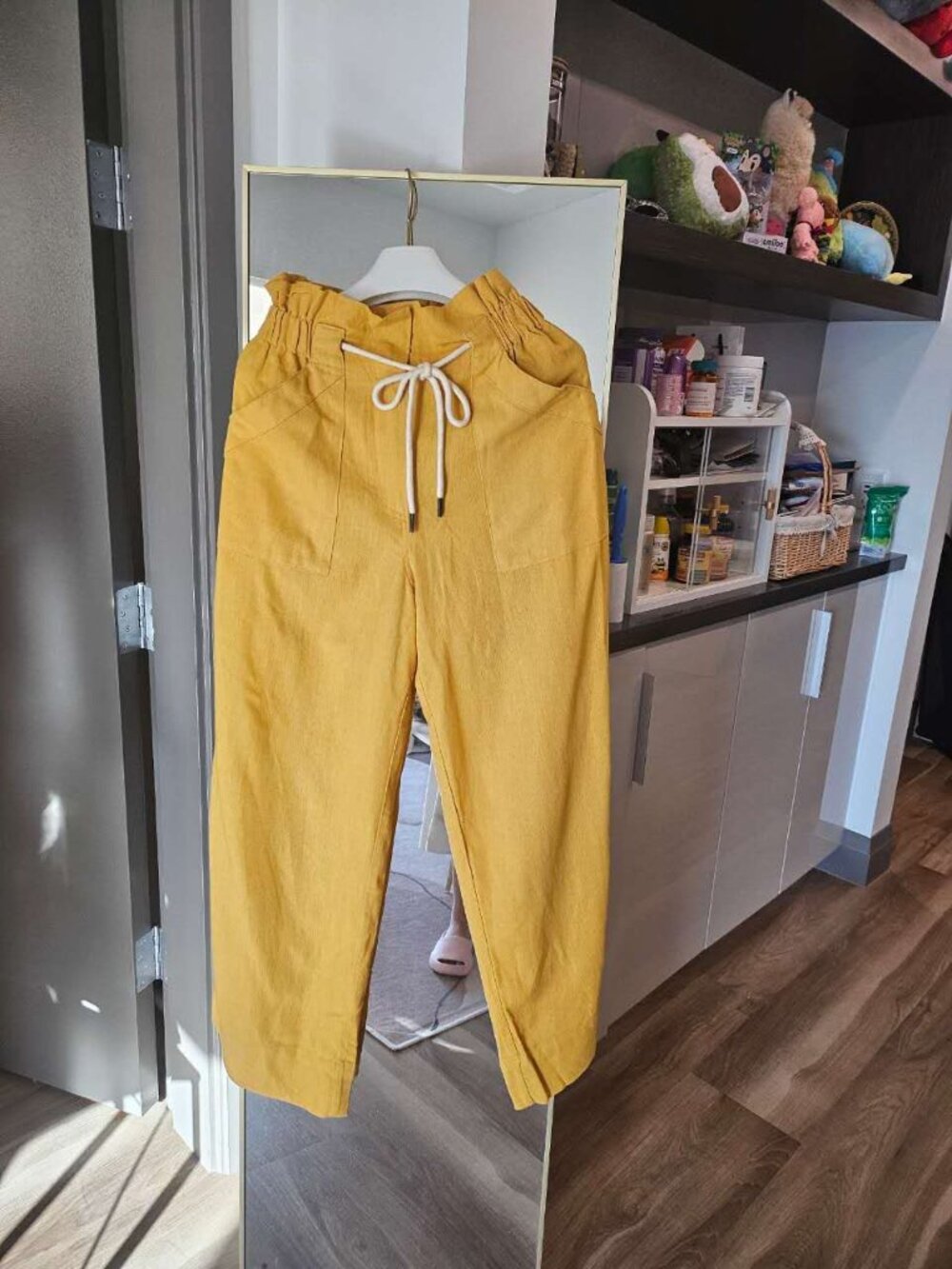 DELUC Mustard Yellow High-Waisted Drawstring Pants Size XS